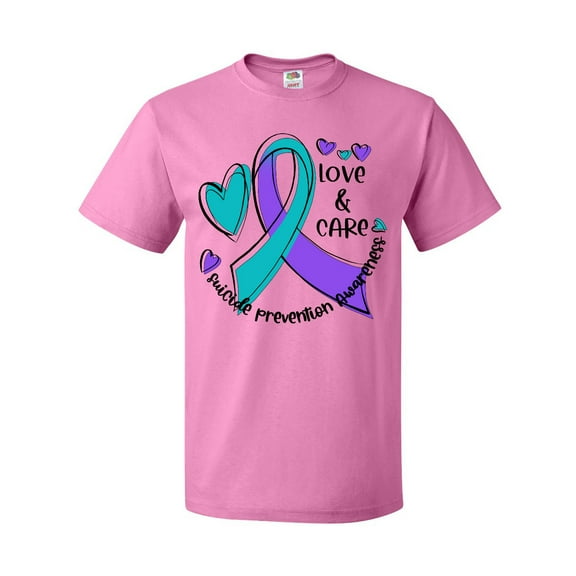 Inktastic Love and Care Suicide Prevention Awareness Ribbon and Hearts T-Shirt