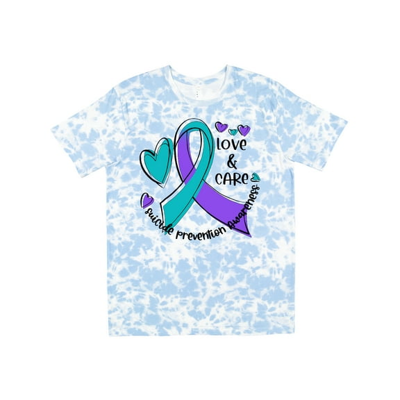 Inktastic Love and Care Suicide Prevention Awareness Ribbon and Hearts T-Shirt
