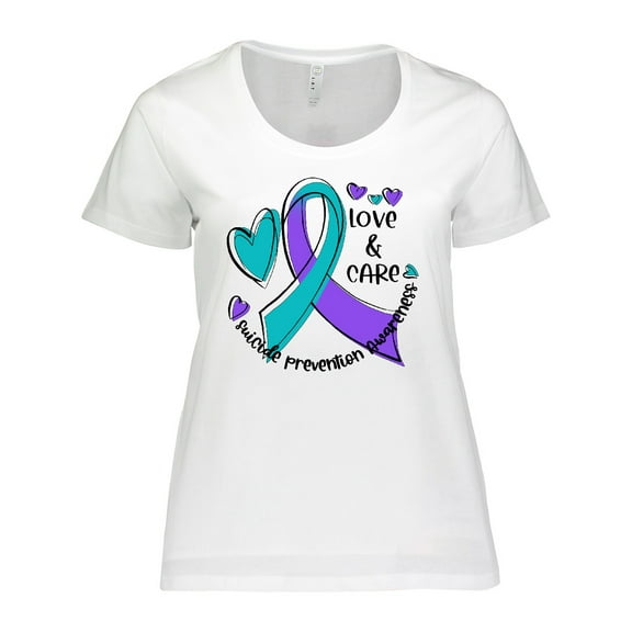 Inktastic Love and Care Suicide Prevention Awareness Ribbon and Hearts Women's Plus Size T-Shirt