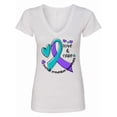thumbnail image 1 of Inktastic Love and Care Suicide Prevention Awareness Ribbon and Hearts Women's V-Neck T-Shirt, 1 of 5