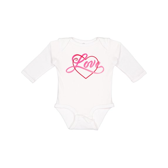 Inktastic Love in Red and Pink with Heart Boys or Girls Long Sleeve Baby Bodysuit