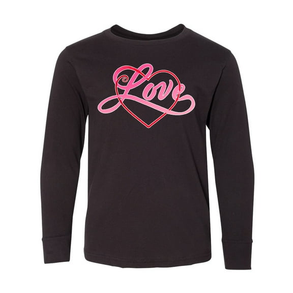 Inktastic Love in Red and Pink with Heart Long Sleeve Youth T-Shirt