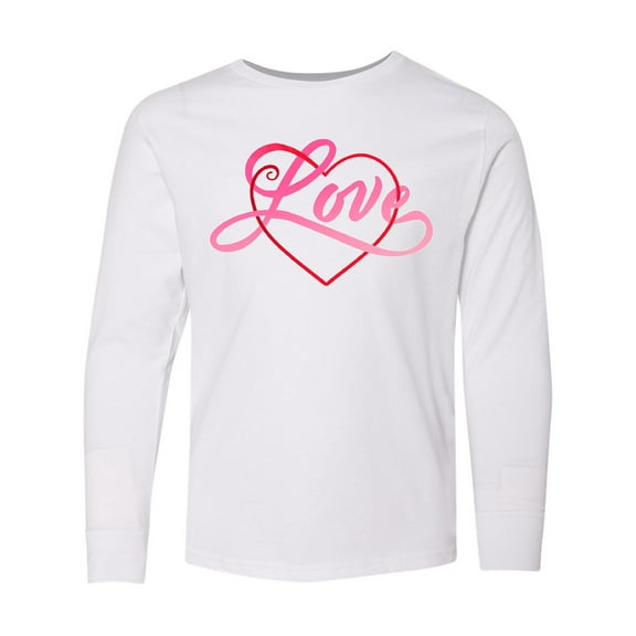 Inktastic Love in Red and Pink with Heart Long Sleeve Youth T-Shirt