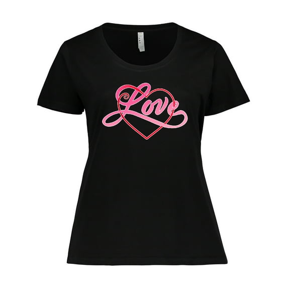 Inktastic Love in Red and Pink with Heart Women's Plus Size T-Shirt