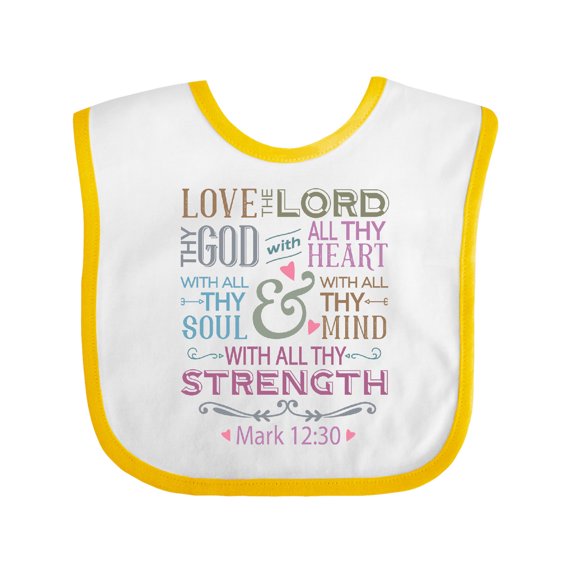 Inktastic Love the Lord Heart Mind Strength Girls Baby Bib