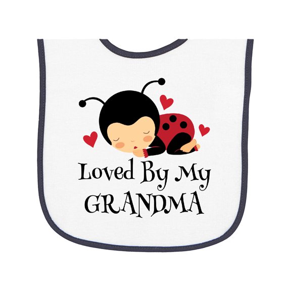 Inktastic Loved by Grandma Ladybug Baby Terry Cloth Bib