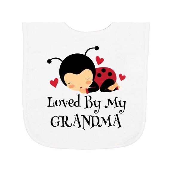 Inktastic Loved by Grandma Ladybug Baby Terry Cloth Bib