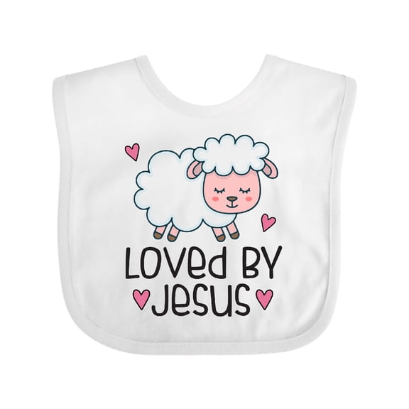 Inktastic Loved by Jesus Cute Baby Lamb Boys or Girls Baby Bib