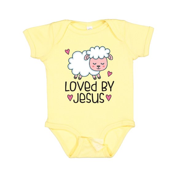 Inktastic Loved by Jesus Cute Baby Lamb Boys or Girls Baby Bodysuit