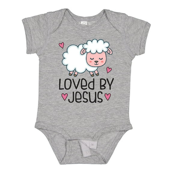 Inktastic Loved by Jesus Cute Baby Lamb Boys or Girls Baby Bodysuit