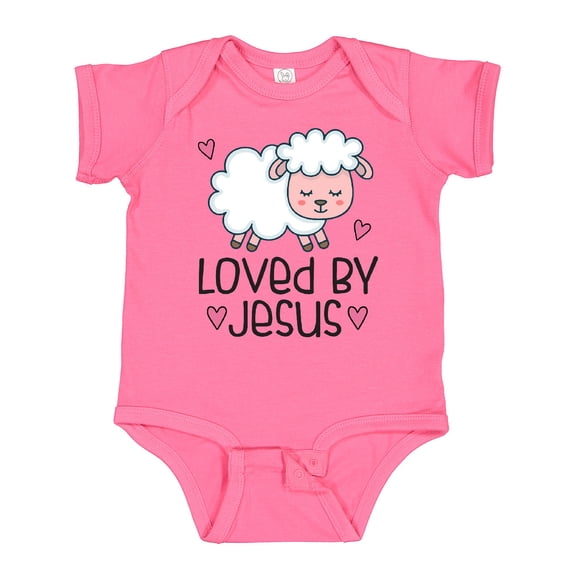 Inktastic Loved by Jesus Cute Baby Lamb Boys or Girls Baby Bodysuit