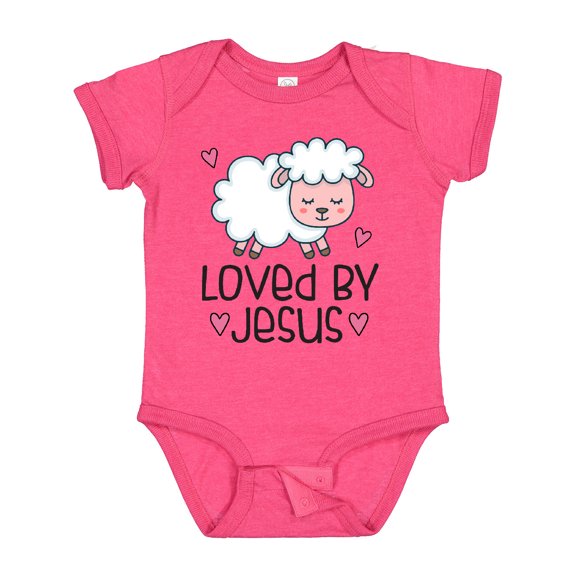 Inktastic Loved by Jesus Cute Baby Lamb Boys or Girls Baby Bodysuit