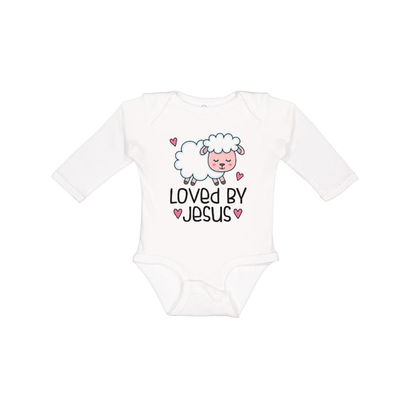 Inktastic Loved by Jesus Cute Baby Lamb Boys or Girls Long Sleeve Baby Bodysuit