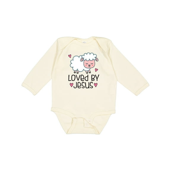 Inktastic Loved by Jesus Cute Baby Lamb Boys or Girls Long Sleeve Baby Bodysuit