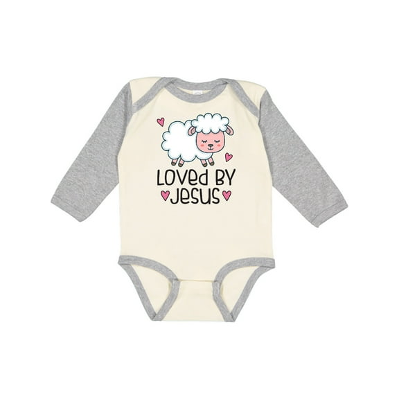 Inktastic Loved by Jesus Cute Baby Lamb Boys or Girls Long Sleeve Baby Bodysuit