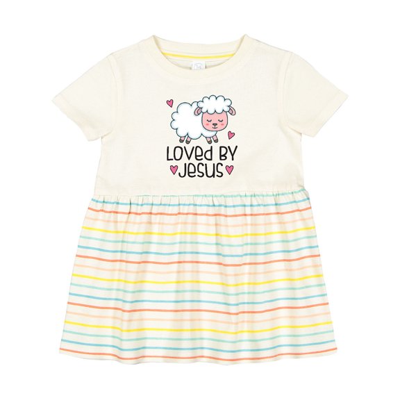 Inktastic Loved by Jesus Cute Baby Lamb Girls Baby Dress