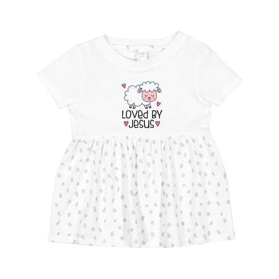 Inktastic Loved by Jesus Cute Baby Lamb Girls Baby Dress
