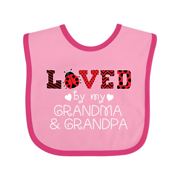 Inktastic Loved by My Grandma and Grandpa Cute Ladybug Boys or Girls Baby Bib