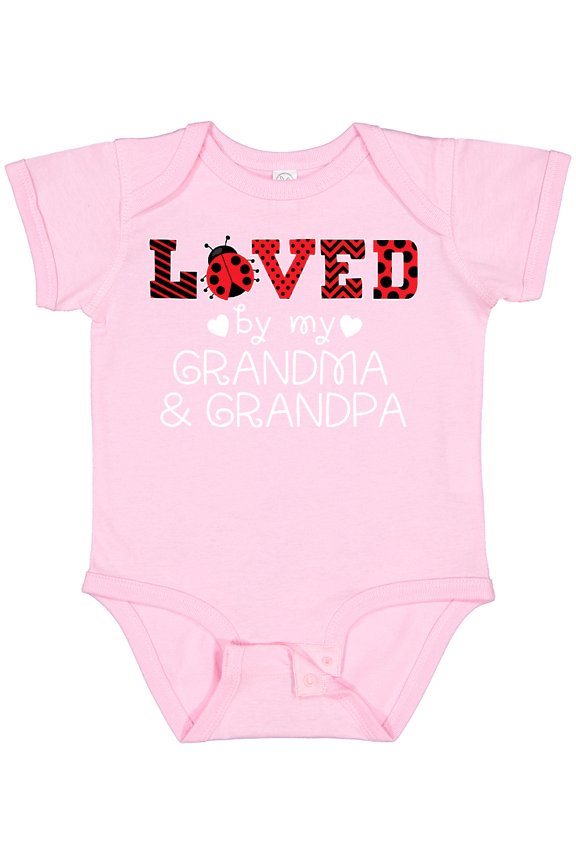 Loved by My Grandma and Grandpa Cute Ladybug Boys or Girls Baby Bodysuit