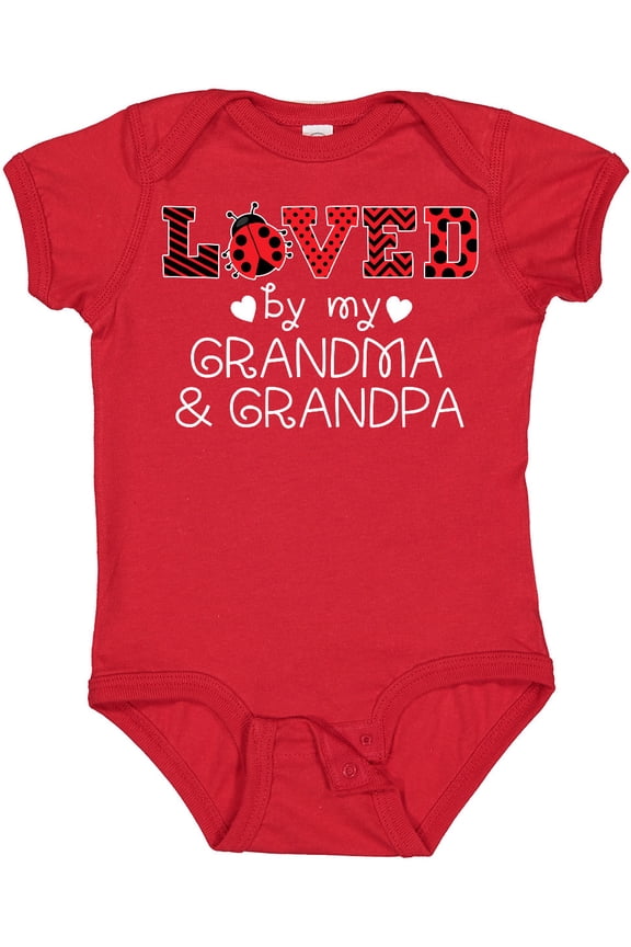 Loved by My Grandma and Grandpa Cute Ladybug Boys or Girls Baby Bodysuit