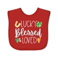 thumbnail image 1 of Inktastic Lucky Blessed and Loved Horseshoe Clover Hearts Boys or Girls Baby Bib, 1 of 4
