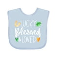 thumbnail image 1 of Inktastic Lucky Blessed and Loved Horseshoe Clover Hearts Boys or Girls Baby Bib, 1 of 4