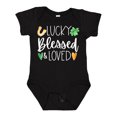 thumbnail image 1 of Inktastic Lucky Blessed and Loved Horseshoe Clover Hearts Boys or Girls Baby Bodysuit, 1 of 5