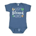 thumbnail image 1 of Inktastic Lucky Blessed and Loved Horseshoe Clover Hearts Boys or Girls Baby Bodysuit, 1 of 5