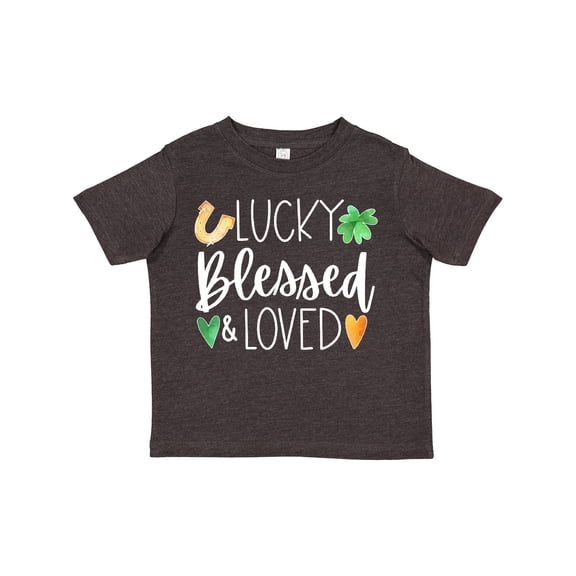 Inktastic Lucky Blessed and Loved Horseshoe Clover Hearts Boys or Girls Toddler T-Shirt