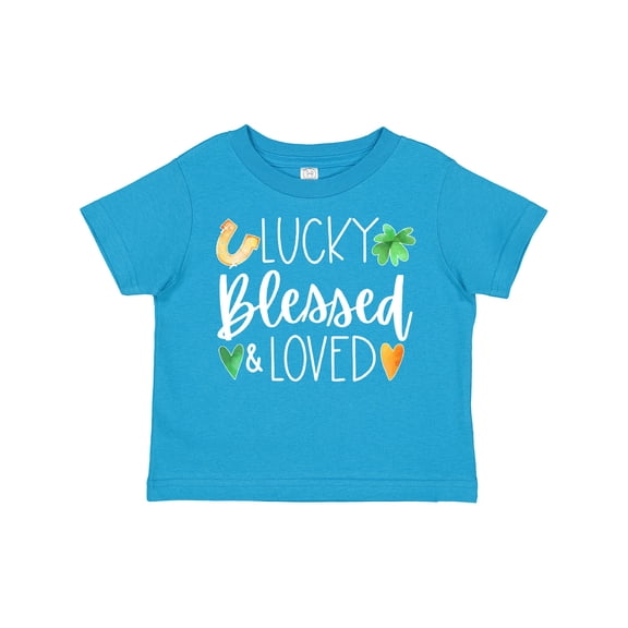 Inktastic Lucky Blessed and Loved Horseshoe Clover Hearts Boys or Girls Toddler T-Shirt