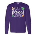 thumbnail image 1 of Inktastic Lucky Blessed and Loved Horseshoe Clover Hearts Long Sleeve T-Shirt, 1 of 5