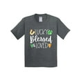 thumbnail image 1 of Inktastic Lucky Blessed and Loved Horseshoe Clover Hearts Youth T-Shirt, 1 of 5