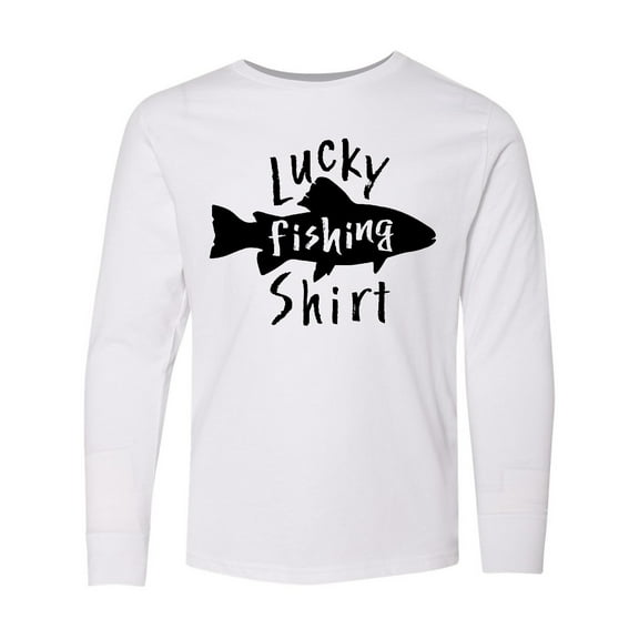 Inktastic Lucky Fishing Shirt Fish Long Sleeve Youth T-Shirt