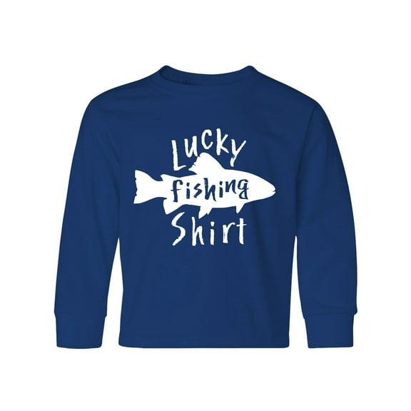 Inktastic Lucky Fishing Shirt- Fish Long Sleeve Youth T-Shirt