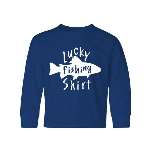 Inktastic Lucky Fishing Shirt- Fish Long Sleeve Youth T-Shirt