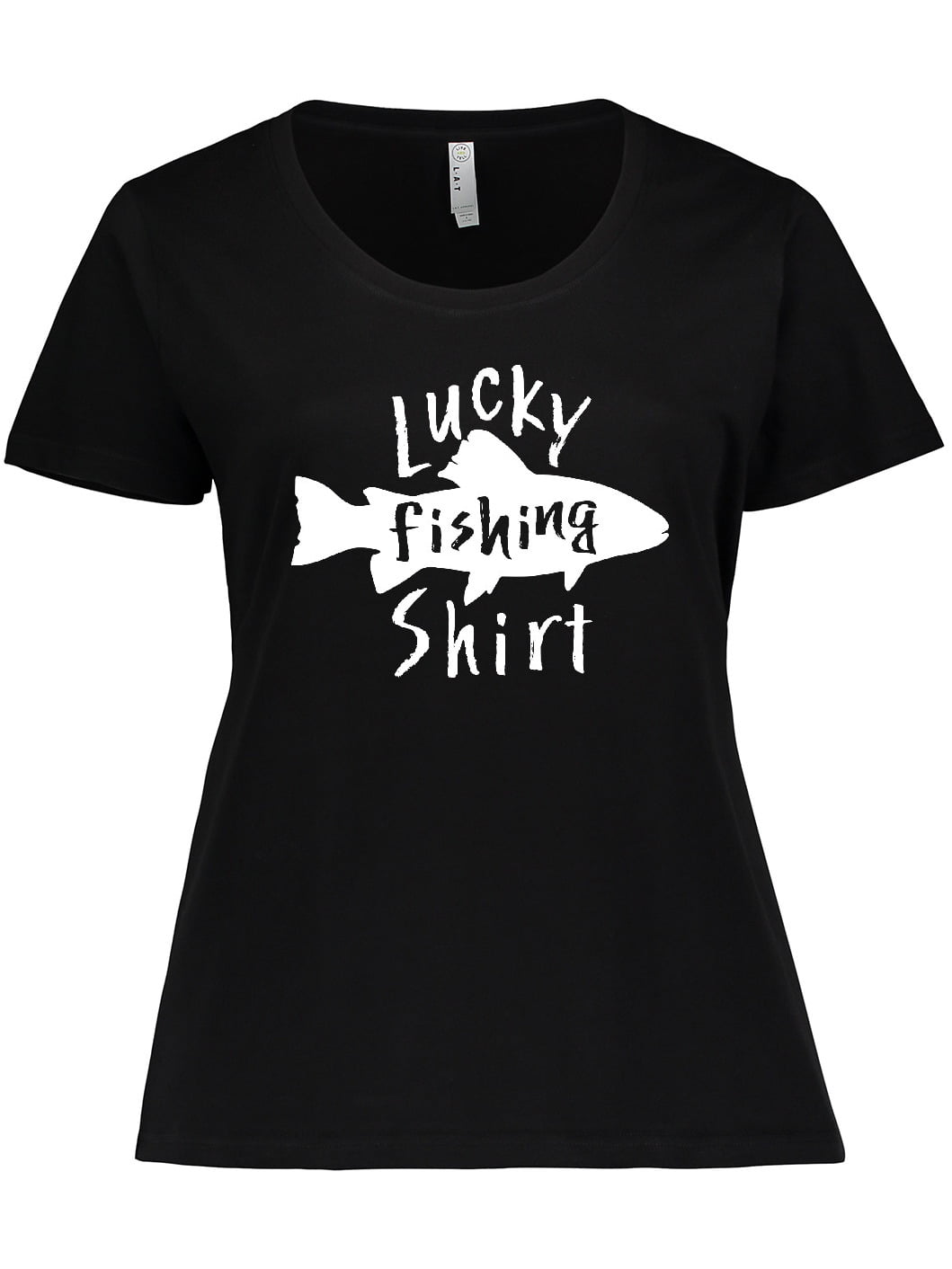 Inktastic Lucky Fishing Shirt- fish Women's Plus Size T-Shirt