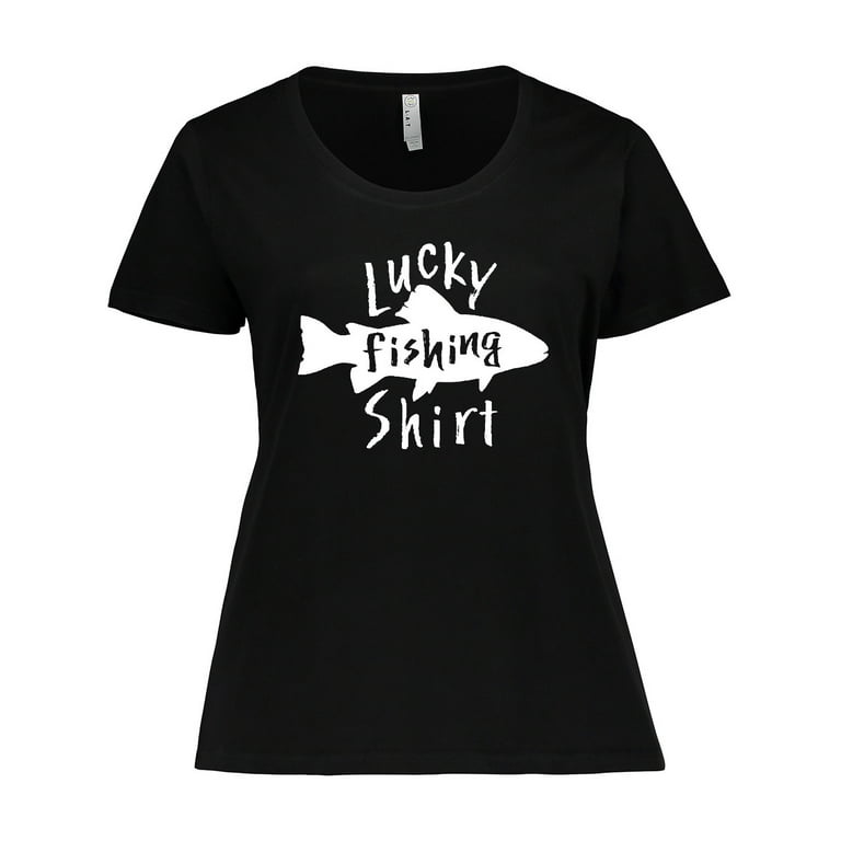Inktastic Lucky Fishing Shirt- fish Women's Plus Size T-Shirt 