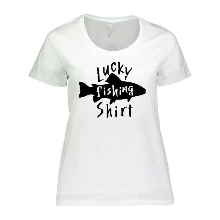 Inktastic Lucky Fishing Shirt- fish Women's Plus Size T-Shirt