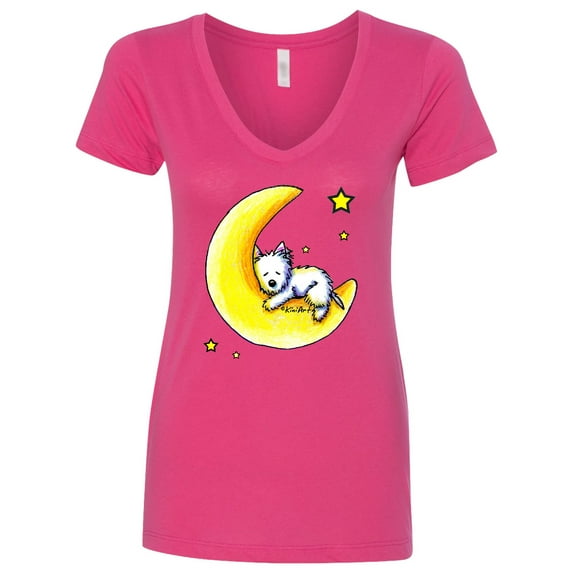 Inktastic Lunar Love Westie Women's V-Neck T-Shirt