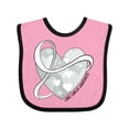 thumbnail image 1 of Inktastic Lung Cancer Awareness White Ribbon Around Heart Boys or Girls Baby Bib, 1 of 4