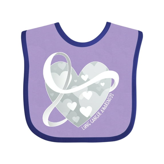 Inktastic Lung Cancer Awareness White Ribbon Around Heart Boys or Girls Baby Bib