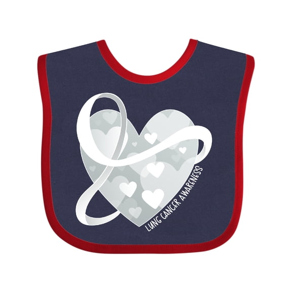 Inktastic Lung Cancer Awareness White Ribbon Around Heart Boys or Girls Baby Bib