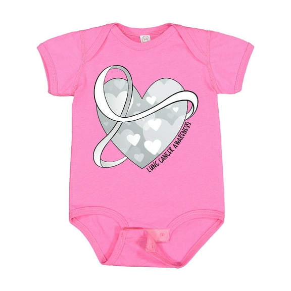 Inktastic Lung Cancer Awareness White Ribbon Around Heart Boys or Girls Baby Bodysuit