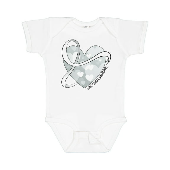 Inktastic Lung Cancer Awareness White Ribbon Around Heart Boys or Girls Baby Bodysuit