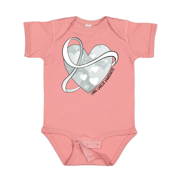 Inktastic Lung Cancer Awareness White Ribbon Around Heart Boys or Girls Baby Bodysuit