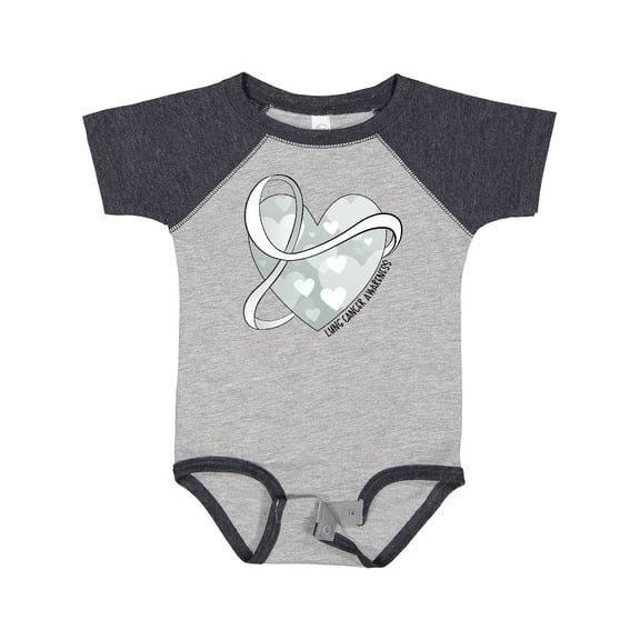 Inktastic Lung Cancer Awareness White Ribbon Around Heart Boys or Girls Baby Bodysuit