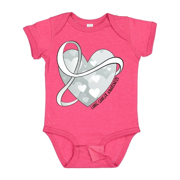 Inktastic Lung Cancer Awareness White Ribbon Around Heart Boys or Girls Baby Bodysuit