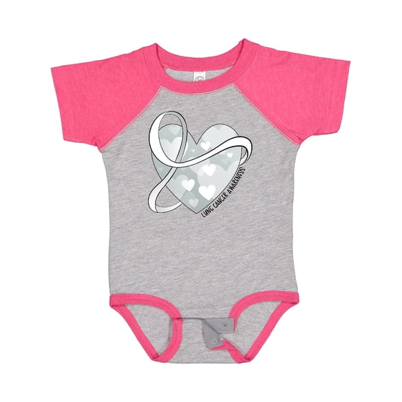 Inktastic Lung Cancer Awareness White Ribbon Around Heart Boys or Girls Baby Bodysuit