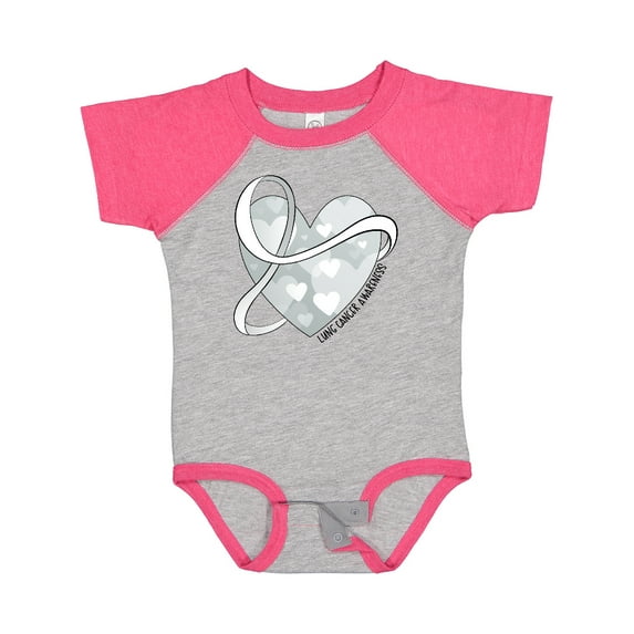 Inktastic Lung Cancer Awareness White Ribbon Around Heart Boys or Girls Baby Bodysuit