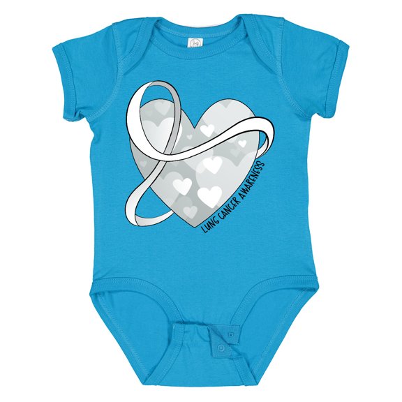 Inktastic Lung Cancer Awareness White Ribbon Around Heart Boys or Girls Baby Bodysuit